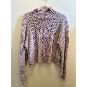 Rachel Zoe Los Angeles Chenille Cropped Beige Sweater Size Medium